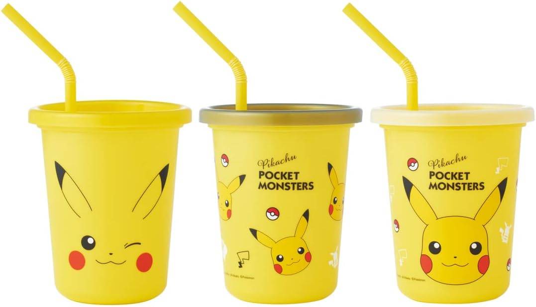 Pokémon: Plastic tumbler with Straw - Pikachu - Set of 3 [Skater]