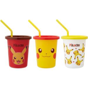 Pokémon: Plastic tumbler with Straw - Pikachu - Set of 3 (3 Colors Ver.) [Skater] 