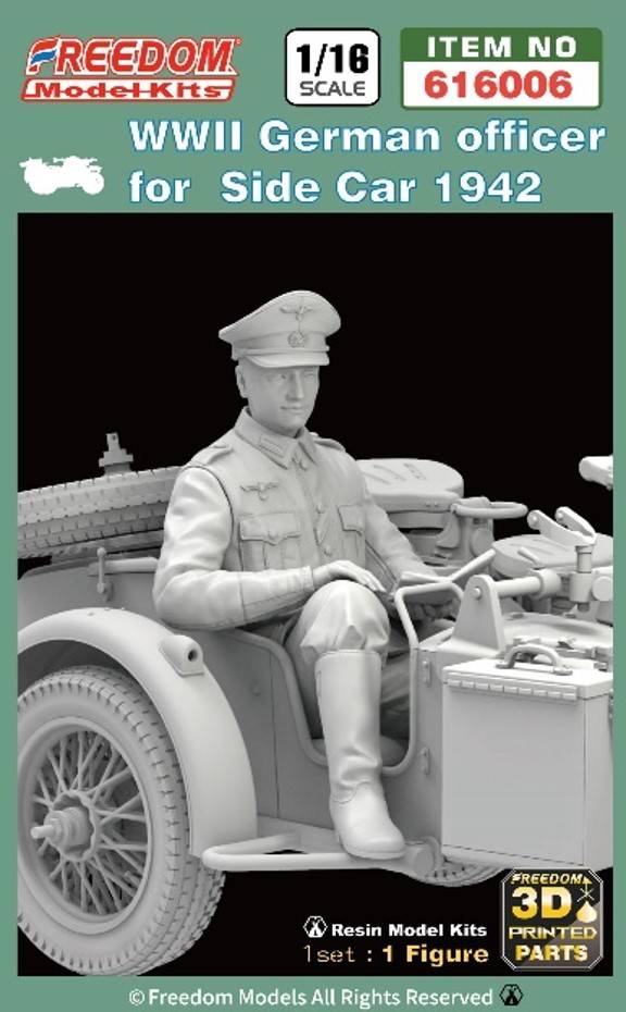 Freedom Model Kits: 1/16 WWII 1942 German Officer in Sidecar [Beaver Corporation]