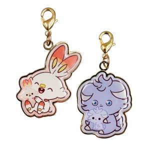 Pokemon: Metal Charm - Scorbunny & Espurr (2pcs set) [The Pokemon Company]