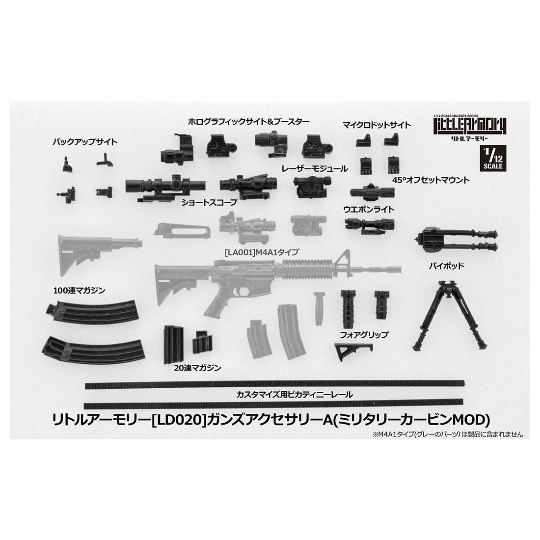 Little Armory: (LD020) Gun Accessory KIt A (Plastic Model) (Reissue) 1/12 [Tomytec]