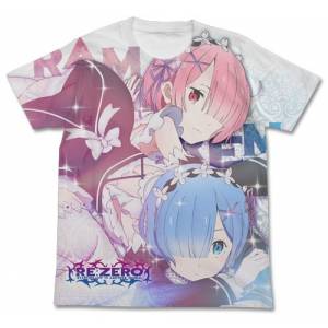 Re:ZERO -Starting Life in Another World- - Ram & Rem Full Graphic T-shirt / WHITE - M [Goods]