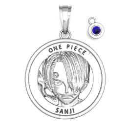ワンピース　サンジ　シルバー　ネックレス One Piece: Silver Coin Necklace + Saphire Charm - Sanji (Platinum