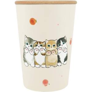 mofusand: Stainless Steel Tumbler w/ Lid (400 ml) - Peach Nyan [Toa]