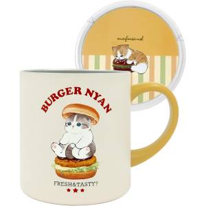 mofusand: Double Layer Stainless Steel Mug w/ Lid (400 ml) - Burger Nyan [Toa]