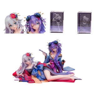 Neptunia x Senran Kagura: Ninja Wars - Purple Heart + Black Heart 3D Crystal Set (Limited + Bonus) 1/7 [Kadokawa / Ebten]