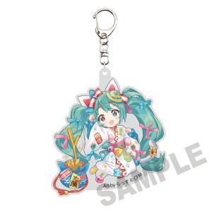 Hatsune Miku x Maneki Neko: Die-Cut Acrylic Keychain - Hatsune Miku (White Cat) [Kadokawa]