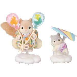 Sylvanian Families Dolls: FS-65 Momonga Family - Flying Squirrel Siblings & Sky Walk Set [Epoch]