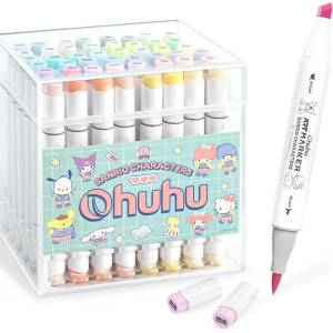 Sanrio Characters: Brush/Bold Illustration Markers - 48 Pastel Colors (With Bonus) [Ohuhu]
