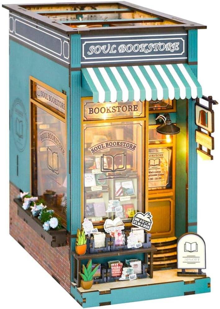 Bookshelf Dollhouse DIY Kit: Bookstore (With LED) [Moin Moin]