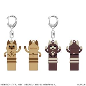 Monster Hunter Wilds: Stretching Haniwa Cat Rubber Keychain (Set of 2) [Capcom]