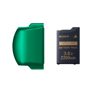 PSP 3000 Battery Pack 3.6V 2200mAh + Battery Cover (Spirited Green) [Used / Loose]