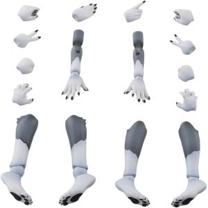 KemoPla Optional Parts: Arm & Leg Parts Set - Gray Wolf Color (KO-02RGW) (Plastic Model) [Aoshima]
